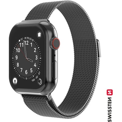 SWISSTEN milánský tah řemínek pro Apple Watch 42-44 mm černá 46000211