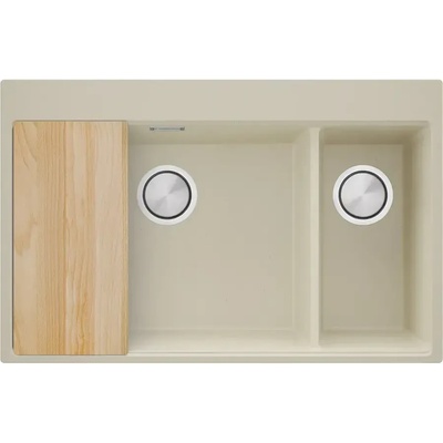 Твоят Стил Бежова кухненска гранитна мивка Осло 80 Duo Top 780x500 мм