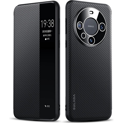 Huawei Калъф SULADA Kevlar за Huawei Mate 60 Pro - смарт капак с прозорец, кожена текстура и магнитна функция, различни цветове