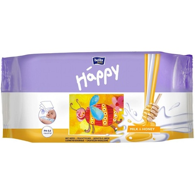 Bella Happy detské vlhčené utierky Milk 64 ks