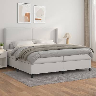 Petrashop 3132400 boxspring postel s matrací bílá umělá kůže