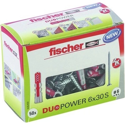 Hmoždinka 2komponentná FISCHER Duopower 6x30 S so skrutkou, 50 ks