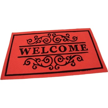 FLOMA Welcome Deco Červená textilná čistiace vnútorné vstupná rohož 45 cm x 75 cm x 0,3 cm
