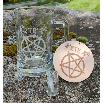 Kigler dárková sada Pentagram půllitr panák podtácek 500 ml