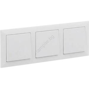 Legrand - Троен еднополюсен ключ č. 1 с рамка SUNO бял (LR0086E)