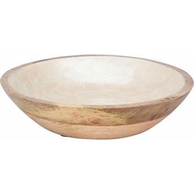 H&L Misa z mangového dreva s perleťovým smaltovaním krémová 23,5 × 7 cm