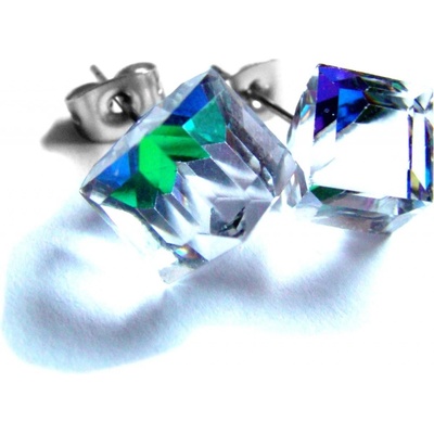 Steel Jewelry náušnice duhové kostky z chirurgické oceli NS151215