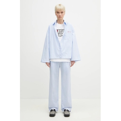 Fiorucci Памучна риза Fiorucci Striped Embroidered Drawstring Shirt (W02SPTLO170CO01BL02)