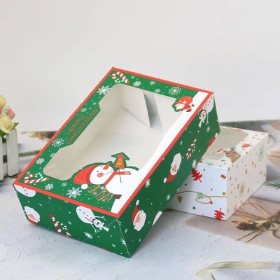 Zelená krabička na vianočné cukrovinky so snehuliakom 22x15x7 cm - Cakesicq - Cakesicq