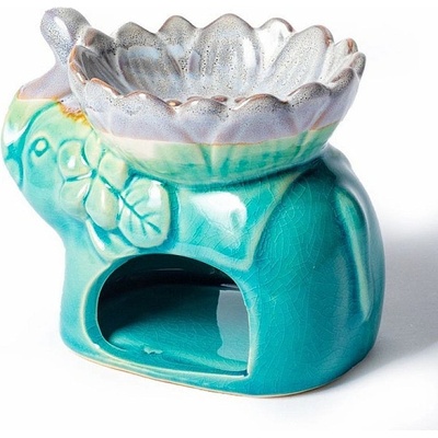 Nefertitis Aroma lampa keramická Slon s lotosem tyrkysový NF19959 12,5 x 9 x 9 cm