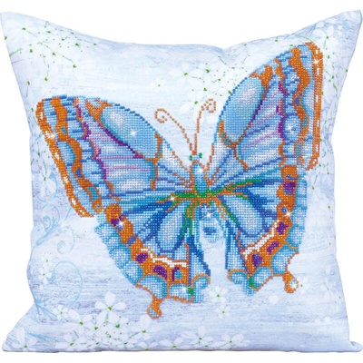 DIAMOND DOTZ Diamantové malování Povlak na polštář Motýl modrý DD16006 45 x 45 cm
