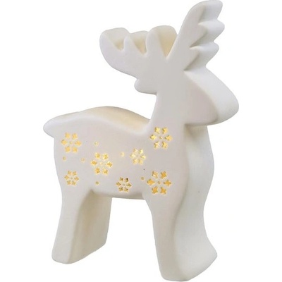 DOMMIO Vianočná dekorácia sob z porcelánu s LED osvetelením 15 × 20 cm