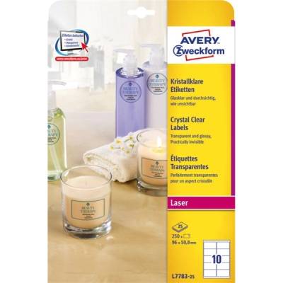 AVERY L7783-25 96x50, 8mm 250pcs полиестерен прозрачен етикет (L7783-25)