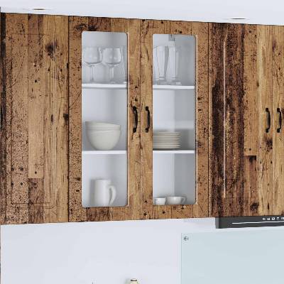 vidaXL Стенен стъклен шкаф PORTO Старо дърво 80 x 31 x 100 см (885513)