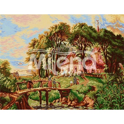 Milena Style Пътят към църквата - гоблен със схема конци Ariadna 1: 1