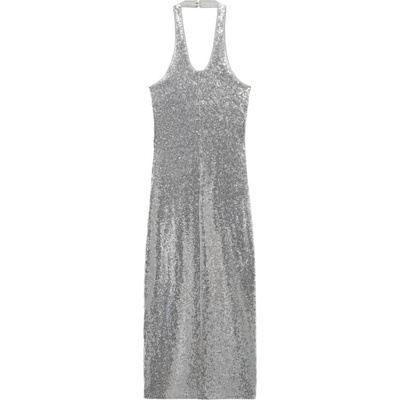 MANGO Вечерна рокля 'Xtricia' сребърно, размер L