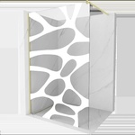 Mexen Kioto преграда за душ Walk-in 90 x 200 cm, бяла вълна 8 mm, златна матирана - 800-090-101-55-97 (800-090-101-55-97)