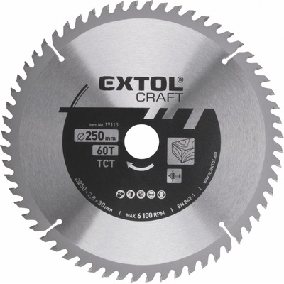 EXTOL CRAFT 19113 Pílový kotúč 250 x 1,8 x 30mm, 60zubov