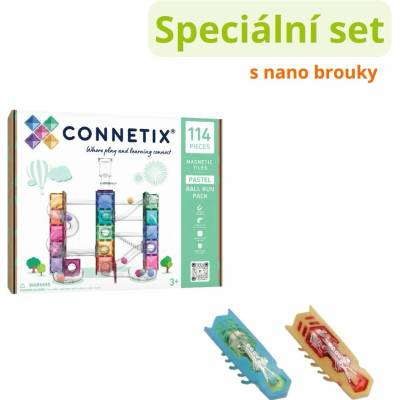 Connetix Tiles Kuličkodráha PASTEL (114 ks) + Nano brouci (2 ks)