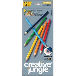 SaKOTA Цветни моливи creative jungle сиви шестоъгълни 12 броя aba0241a (aba0241a)