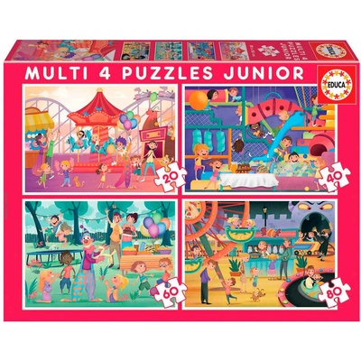 Educa Пъзел Educa 4 в 1 - Увеселителни паркове и Детски празненства (EDU18601)