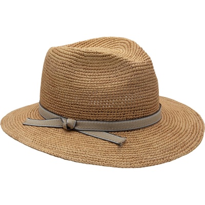 Exkluzivní panamský crochet klobouk Fedora s dvoubarevnou stuhou Mayser Grit Havanna