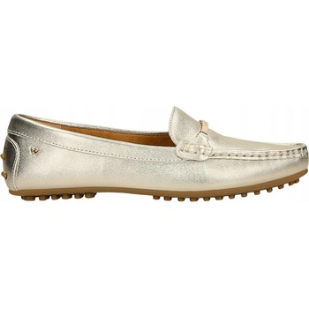 Zlaté dámské kožené mokasíny na podrážce typu driver