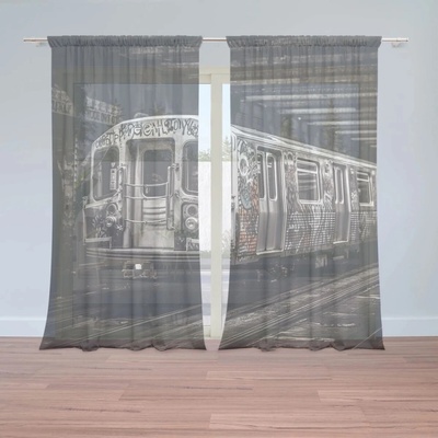 Sablio Záclony Městské metro s graffiti: 2ks 150x250cm