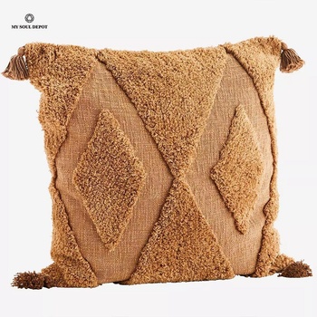 My Soul Depot Възглавница с пискюли, ръждивокафяв цвят (ber010)