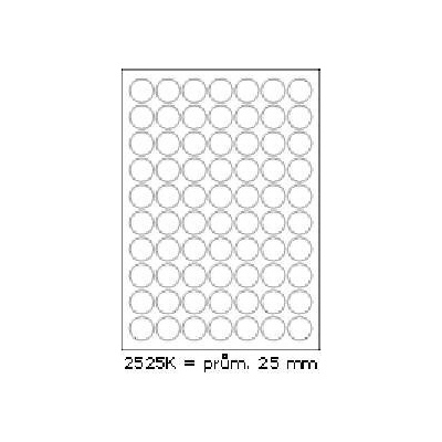 CDRmarket ETR0ECO2525kA4100 samolepiace etikety 25 mm, 70 etiket, A4, 100 listů, kulaté, biela