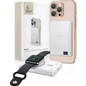 Tech-Protect Външна батерия с MagSafe Tech-Protect PB33 LifeMag 5 000 mAh - Сребриста (5906302309597)
