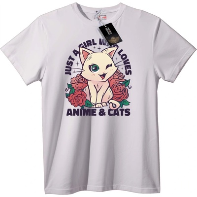 NOONEBRAND Тениска за сладки аниме и котки - 2XL, White