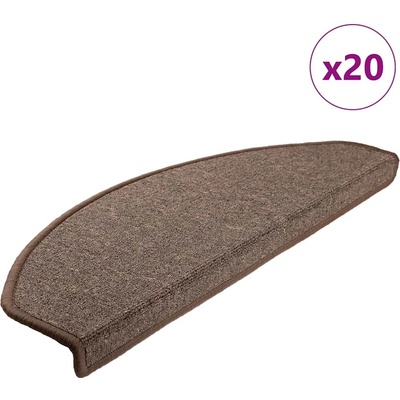 vidaXL Schodové rohože 20 ks 65 x 24 x 4 cm kávově hnědé, půlkulaté, velké