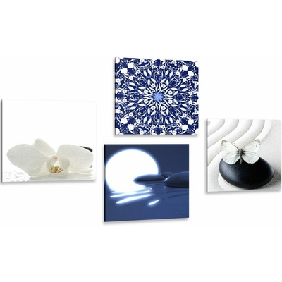 Set obrazov Feng Shui v bielo-modrom prevedení