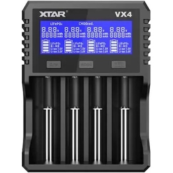 XTAR Зарядно устройство за NIMH/LiIon батерии 4 гнезда LCD дисплей USB VX4 SET XTAR (XTAR-C-VX4-SET)
