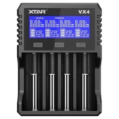 XTAR Зарядно устройство за NIMH/LiIon батерии 4 гнезда LCD дисплей USB VX4 SET XTAR (XTAR-C-VX4-SET)