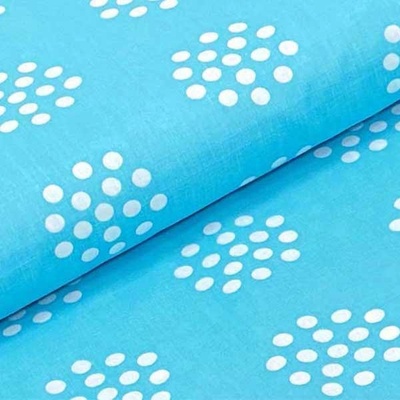 Bavlněné plátno P0492 aqua, bílý puntík, š.140