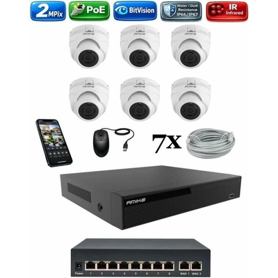 Amiko IP 6 kamerový set so switchom 2Mpix Dome 1200K6V2