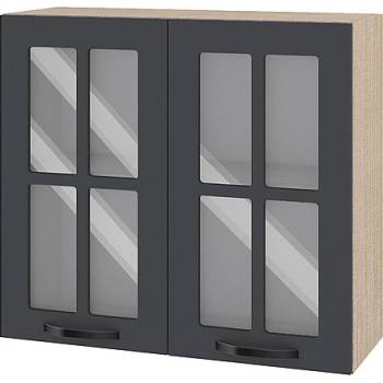 Image 1 of ИРИМ Горен кухненски шкаф витрина Сити МФ-Карбон мат-11-104 80 см