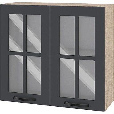 ИРИМ Горен кухненски шкаф витрина Сити МФ-Карбон мат-11-104 80 см