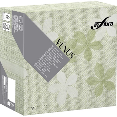 Infibra Ubrousky Venus Airlaid 40x40cm textilní BIO květiny zelená 50ks