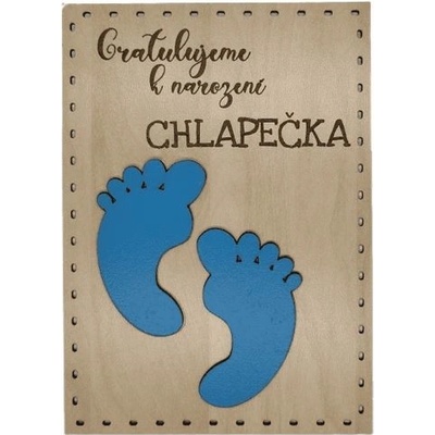 Dřevěné přání narození chlapečka