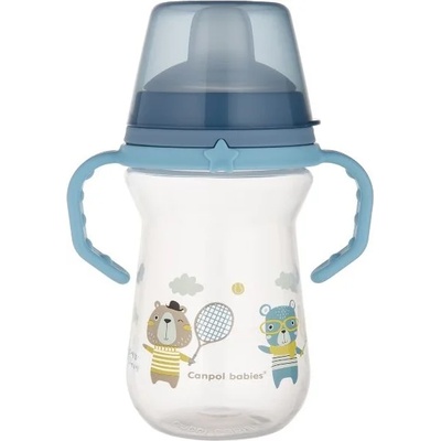 Canpol Неразливаща чаша със сламка Canpol - Bonjour Paris, 250 ml, синя (56/613_blu)