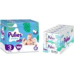 pufies Бебешки пелени Pufies Sensitive - Midi, размер 3, 186 броя, 6-10 kg + мокри кърпички, 12 x 64 броя (70000090+54000188) - ozone