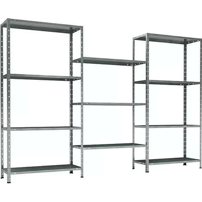 Kovový regál TKT Home System 150 x 225 x 30 cm / 11 polic / nosnost 30 kg/police / stříbrná
