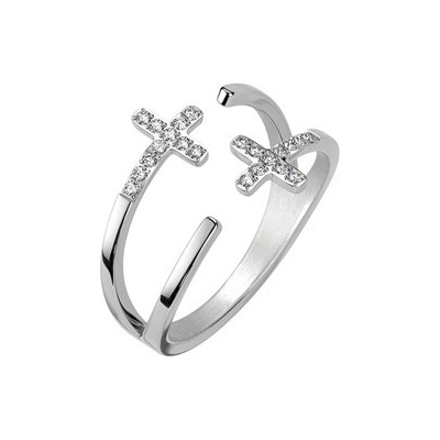 Šperky4U Ocelový prsten s křížky OPR1955