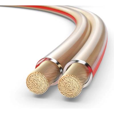 PureLink speaker cable OFC 2x1.50mm2 (0.20mm), 30.0m, transparent with red characteristic curve - SP050-030