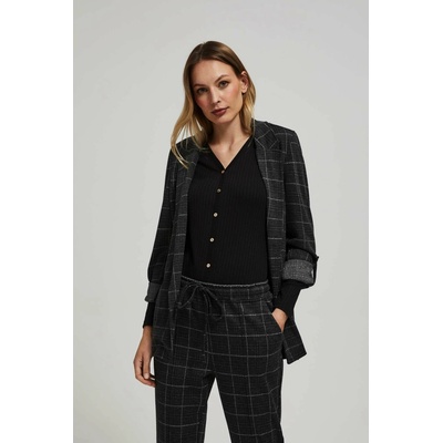 Moodo Plaid jacket with rolled sleeves čierna šedá viacfarená