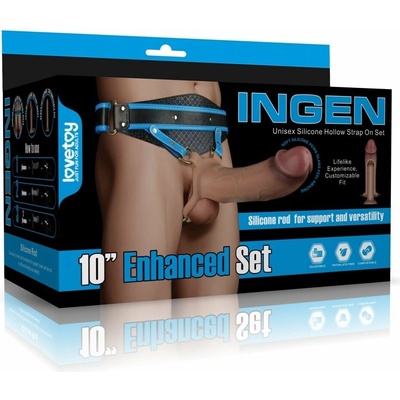 Lovetoy Ingen 10″ Enhanced Set XS/S/M, unisex strap-on postroj so silikónovým dildom 25,4 x 6,6 cm