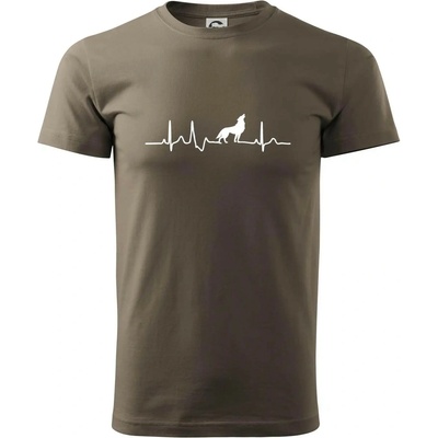 Vlk ekg tričko Army